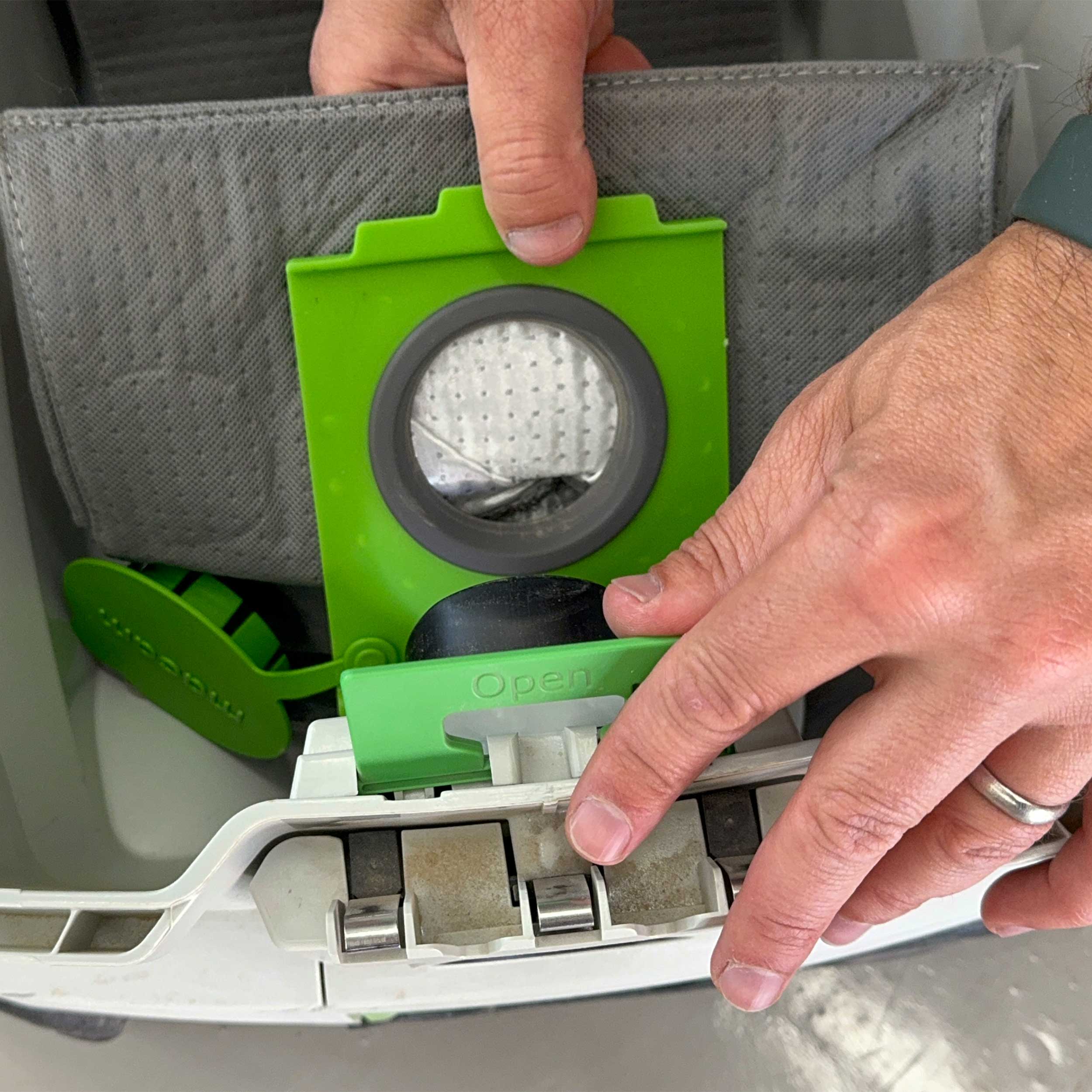Reusable dust bag for Festool CLEANTEC 26 dust extractor fitted inside the machine
