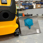 Reusable dust bag for Mirka 1230 LM laid flat showing full bag shape